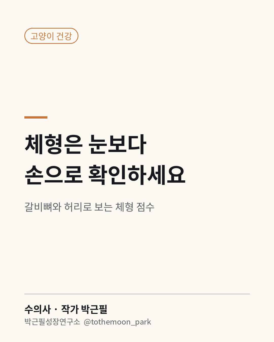 우리 고양이가 살쪘는지, 손으로 확인해 보세요.