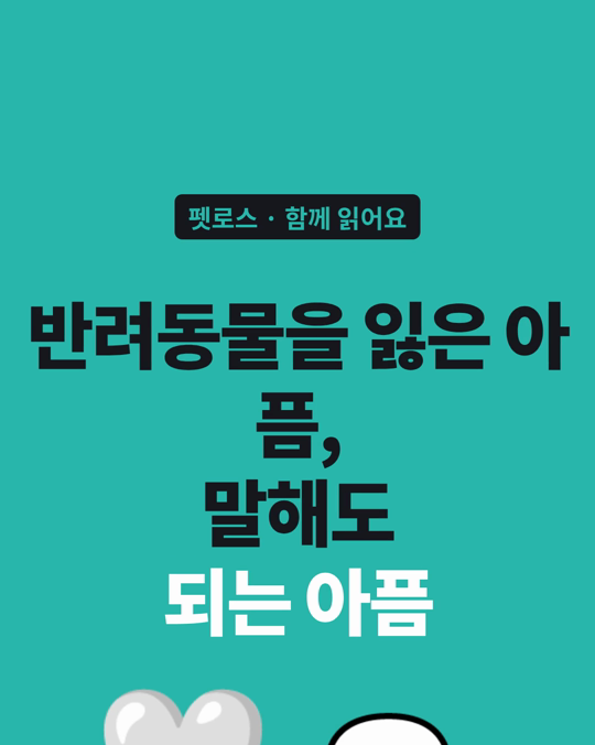 반려동물을 잃은 아픔, 말해도 되는 아픔입니다.