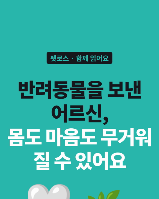 반려동물을 떠나보낸 어르신, 몸도 마음도 무거워질 수 있습니다.